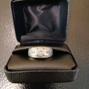 Elegant Gold Over Silver Ring with Cubit Zirconia Accent